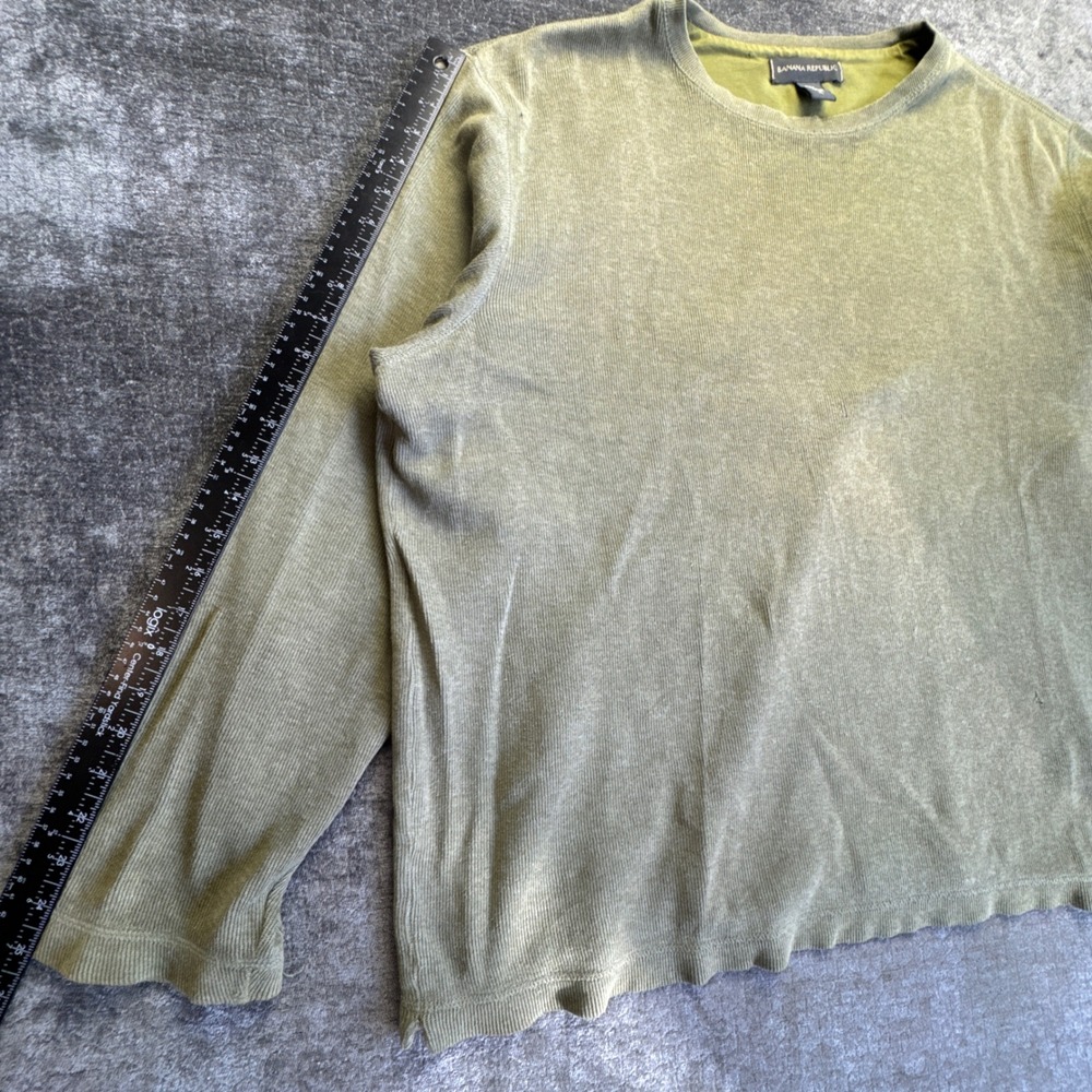 Banana Republic Sweater Men XL Olive Green Ribbed Knit Cotton Pullover Crew Neck - Picture 10 of 16